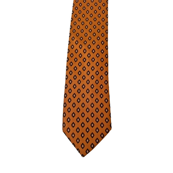 NWOT BRIONI Handmade Orange Floral Geometric Jaquard Silk‎ Tie Made in Italy 62" - Picture 1 of 3